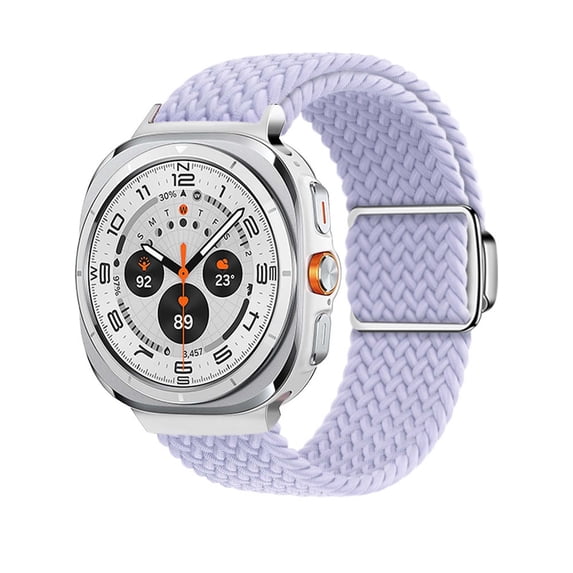 TECH CIRCLE Adjustable Stretchy Sport Nylon Watch Bands Replacement for Samsung Galaxy Watch Ultra 47mm Smartwatch - Breathable Wristbands with Magnetic Clasp for Women Men, Purple