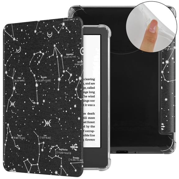 TECH CIRCLE for Amazon Kindle Paperwhite 7" Case 12th Generation 2024, for Kindle Colorsoft Signature Edition Case 7" 2024, Clear Back Cute Folio PU Leather Thin Case with Auto Sleep Wake, Star Sky