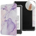 thumbnail image 1 of TECH CIRCLE for Amazon Kindle Paperwhite 7" Case 12th Generation 2024, for Kindle Colorsoft Signature Edition Case 7" 2024, Clear Back Cute PU Leather Slim Thin Case with Auto Sleep Wake, White Purple, 1 of 7