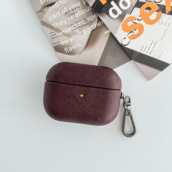 TECH CIRCLE For Apple AirPods 2 (2019 Release) and AirPods 1 (2016 Release) PU Leather Shell Case with Detachable Keychain, Lightweight Protective Headphone Earbuds Case for Women Men, Darkbrown