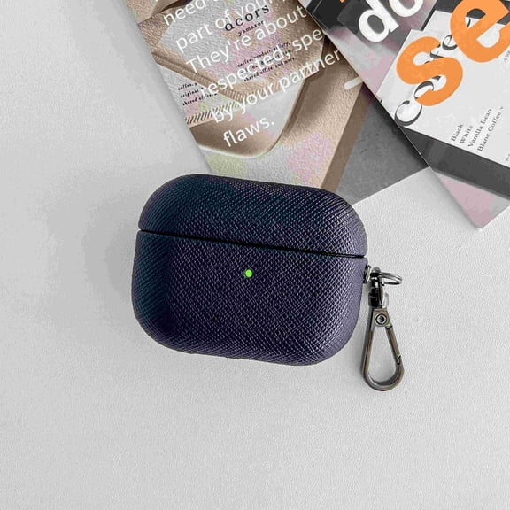 TECH CIRCLE For Apple AirPods 3 (2021 Release) PU Leather Shell Case with Detachable Keychain, Lightweight Protective Headphone Earbuds Case for Women Men, Darkblue