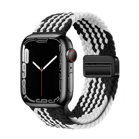 TECH CIRCLE for Apple Watch 38mm 40mm 41mm Adjustable Elastic Watch Band, Nylon Stretchy Solo Loop Bracelet Women Replacement for iWatch Bands Series SE/9/8/7/6/5/4/3/2/1,O Black/White