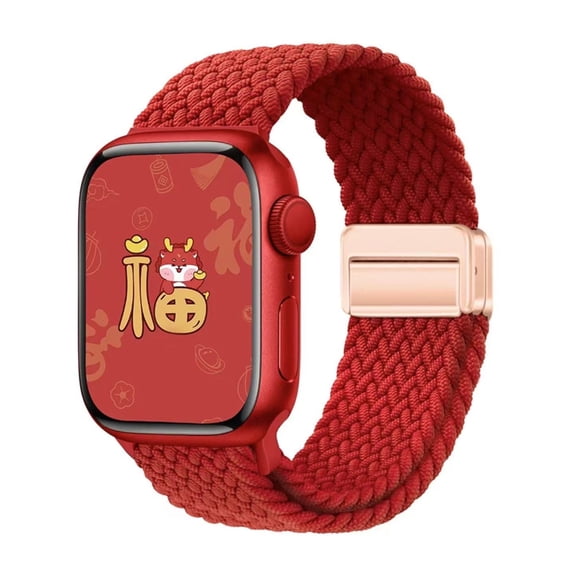 TECH CIRCLE for Apple Watch 38mm 40mm 41mm Adjustable Elastic Watch Band, Nylon Stretchy Solo Loop Bracelet Women Replacement for iWatch Bands Series SE/9/8/7/6/5/4/3/2/1,N Red