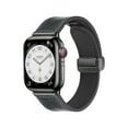 thumbnail image 1 of TECH CIRCLE for Apple Watch 42mm 44mm 45mm 49mm PU Leather and Silicone Rubber Hybrid Band, Replacement Sport Strap for iWatch Series Ultra/Ultra 2 9/87/6/5/4/3/2/1 SE Women Men,Black, 1 of 6