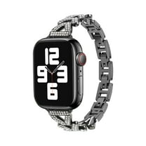 TECH CIRCLE for Apple Watch Band 42mm 44mm 45mm 49mm Series 9 8 7 6 5 4 3 2 1 SE Ultra/Ultra 2 for women, Bling Replacement Bracelet iWatch Band, Sparkle Stainless Steel Metal Wristband,Black