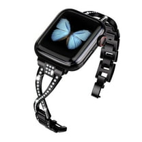 TECH CIRCLE for Apple Watch Bling Band 38mm 40mm 41mm iWatch Series SE 9 8 7 6 5 4 3 2 1,Dressy Jewelry Diamond Rhinestone Stylish Metal Wristband Strap for Girls Women,Black