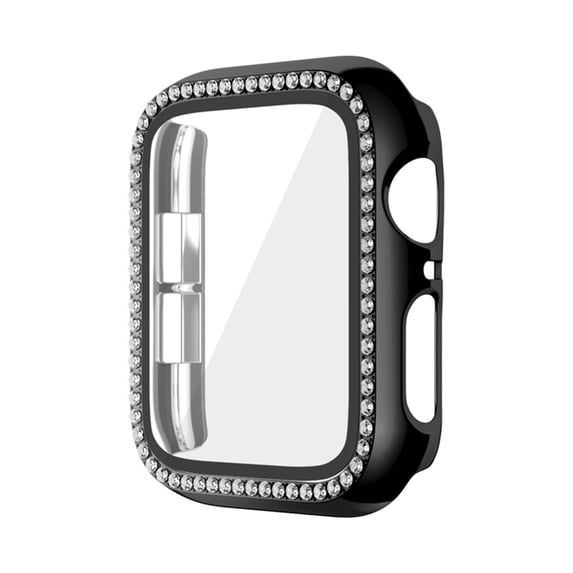 TECH CIRCLE for Apple Watch Case 45mm with Built-in Screen Protector,Bling Frame Protective Case Women Girls Dressy Diamonds Crystal Bumper for Apple Watch iWatch Series 7 8 9,Black