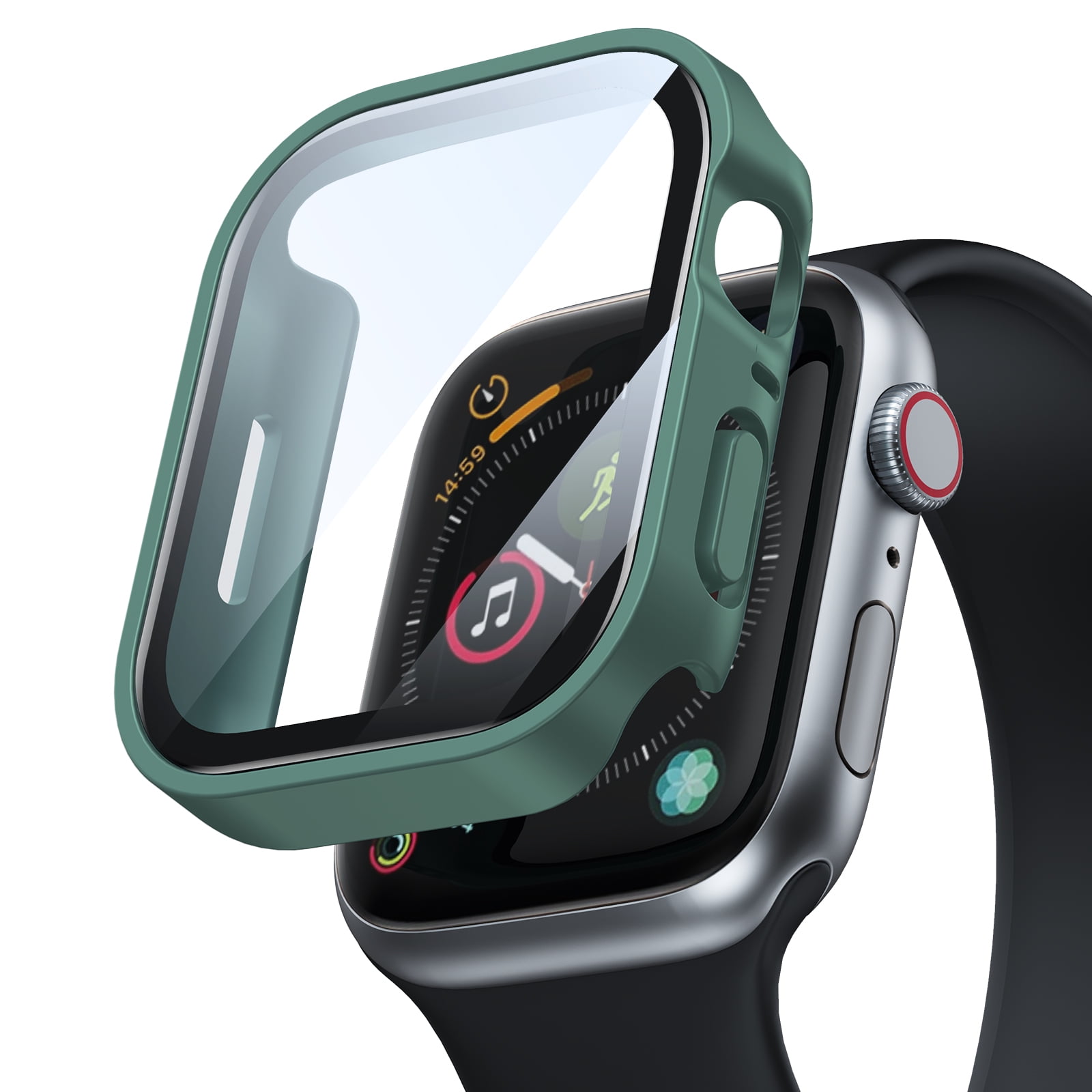 TECH CIRCLE for Apple Watch SE Series 6 5 4 SE 44mm Case with Tempered Glass Screen Protector Slim Guard Bumper Full Coverage Hard PC Protective Cover