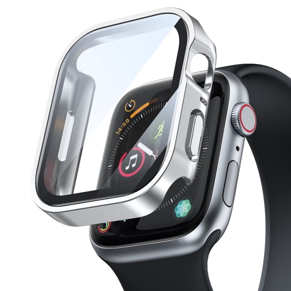 TECH CIRCLE for Apple Watch Ultra 2 / Ultra 49mm Case with Tempered Glass Screen Protector,Slim Guard Bumper Full Coverage Hard PC Protective Cover HD Ultra-Thin Cover for iWatch 49mm,Silver
