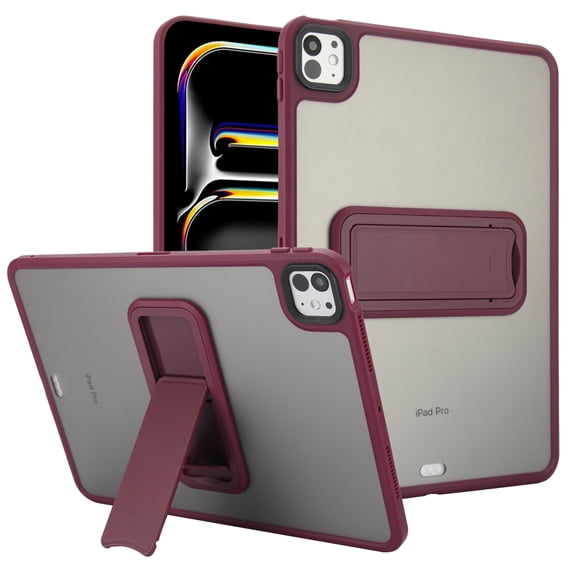 TECH CIRCLE for Apple iPad Mini 7/6th Generation (A17 Pro/A15) Case 2024/2021 Release (8.3-Inch), Clear Back Cover Case with Kickstand, Slim Thin Lightweight, Protective Transparent Case, Winered
