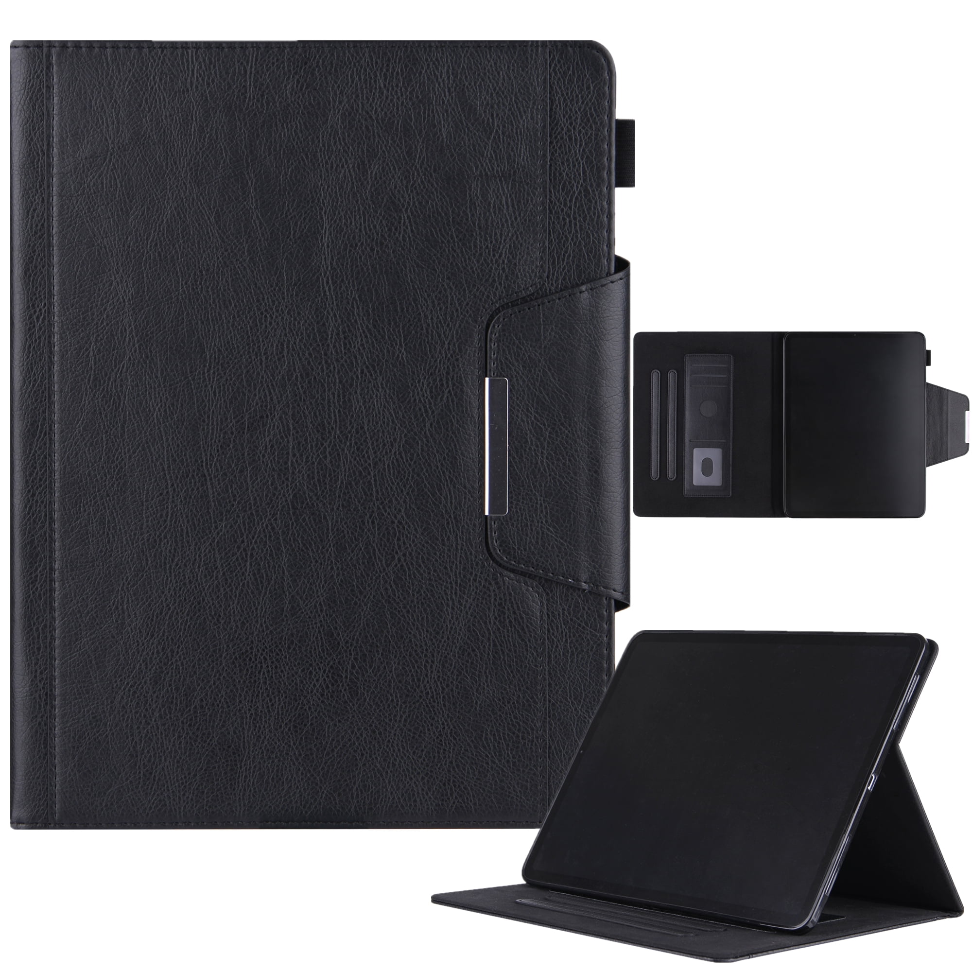 TECH CIRCLE for Apple iPad Pro 13-Inch M4 Case 2024, PU Leather Folio Case with Auto Sleep Wake & Stand Function, Built-in Pencil Loop & Card Slots & Pocket, Protective Durable Slim Cover, Black