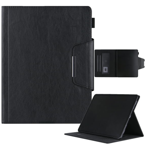 TECH CIRCLE for Apple iPad Pro 13-Inch M4 Case 2024, PU Leather Folio Case with Auto Sleep Wake & Stand Function, Built-in Pencil Loop & Card Slots & Pocket, Protective Durable Slim Cover, Black