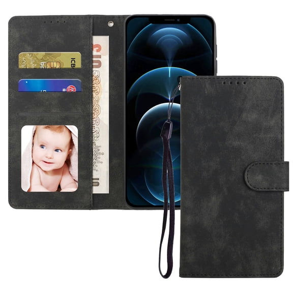 TECH CIRCLE for Apple iPhone 12 Mini Wallet Case Cover, Slim Fit PU Leather Magnetic Flip Stand ID Credit Card Slots Holder Folio Shockproof Protective Case For iPhone 12 Mini 5.4 inch 2020,Black