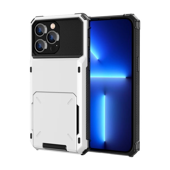 TECH CIRCLE for Apple iPhone 13 Pro Max Case with Card Holder Heavy Duty Protective Dual Layer Shockproof Hidden Card Slot Slim Wallet Women Men Case for iPhone 13 Pro Max 6.7 inch, White