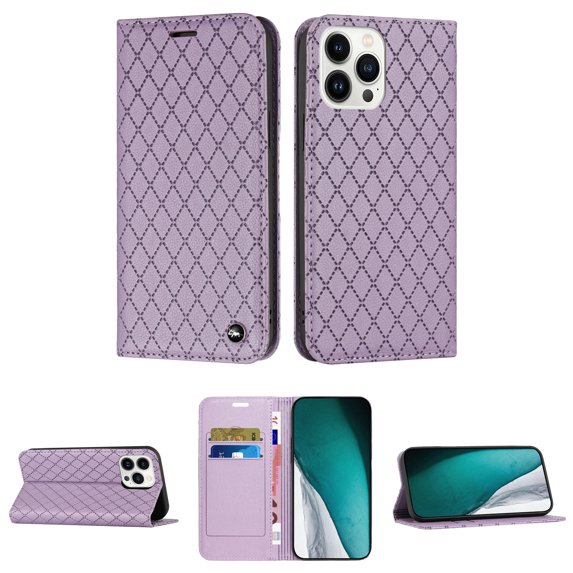 TECH CIRCLE for Apple iPhone 13 Pro Wallet Phone Case,Leather Magnetic Closure Folio RFID Blocking Card Slots Flip Stand Cover for Women and Men Phone Protective Cover,Purple