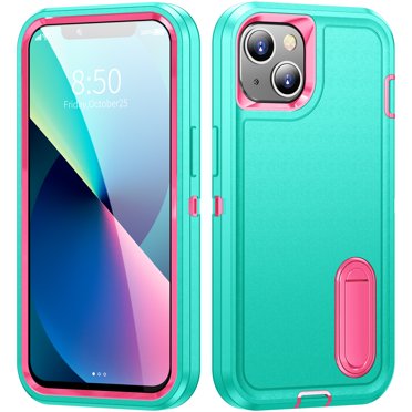 TECH CIRCLE for Apple iPhone 14 Plus Case, Anti-Drop Hybrid Heavy Duty Protective Phone Cover Shockproof Rugged Military Bumper Tough Kickstand Cover for Apple iPhone 14 Plus 6.7" 2023,Mint+Rose