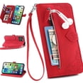 thumbnail image 1 of TECH CIRCLE for Apple iPhone 14 Pro 2022 Case with Wrist Strap,Drop Protection Premium PU Leather Magnetic Clasp Flip Holder Wallet Case with 7 Card Slots Phone Cover,Red, 1 of 16