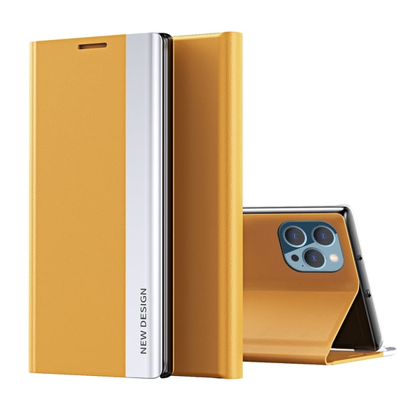 TECH CIRCLE Apple iPhone 14 Pro Max Case, Ultra-Thin Slim Premium Leather Luxury Business Shockproof Bumper Full Body Protective Magnetic Kickstand Cover for Apple iPhone 14 Pro Max 5G 6.7", Yellow