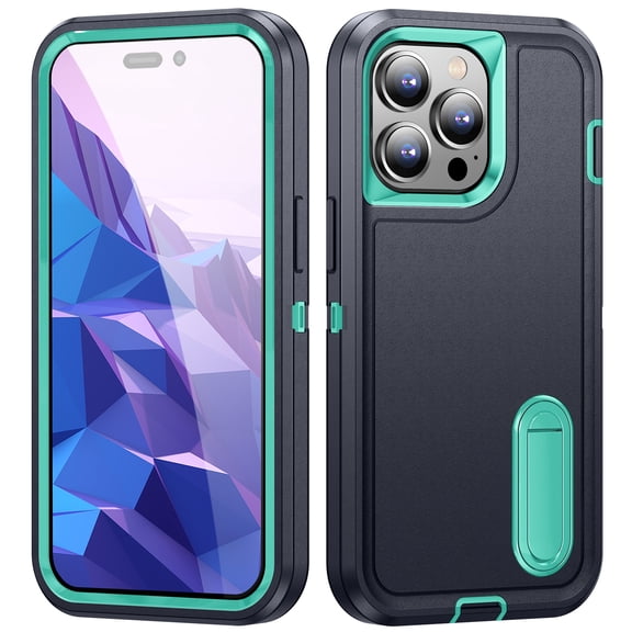TECH CIRCLE for Apple iPhone 15 Pro Hybrid Case with Kickstand, Anti-Drop Hybrid Heavy Duty Protective Cover Full Body Shockproof Rugged Military Bumper Tough Kickstand Cover,E
