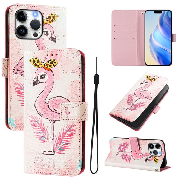 TECH CIRCLE for Apple iPhone 16 Pro Case 6.3-Inch (2024 Release), Cute Cartoon Flip Wallet Phone Case with Lanyard, Built-in Card Slots & Stand Function, Portable Lightweight Slim Folio Cover, Bird