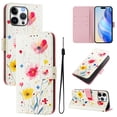 thumbnail image 1 of TECH CIRCLE for Apple iPhone 16 Pro Case 6.3-Inch (2024 Release), Cute Cartoon Flip Wallet Phone Case with Lanyard, Built-in Card Slots & Stand Function, Portable Lightweight Slim Folio Cover, Flowers, 1 of 3