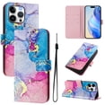 thumbnail image 1 of TECH CIRCLE for Apple iPhone 16 Pro Case 6.3-Inch (2024 Release), Cute Cartoon Flip Wallet Phone Case with Lanyard, Built-in Card Slots & Stand Function, Portable Lightweight Slim Folio Cover, Marble, 1 of 3