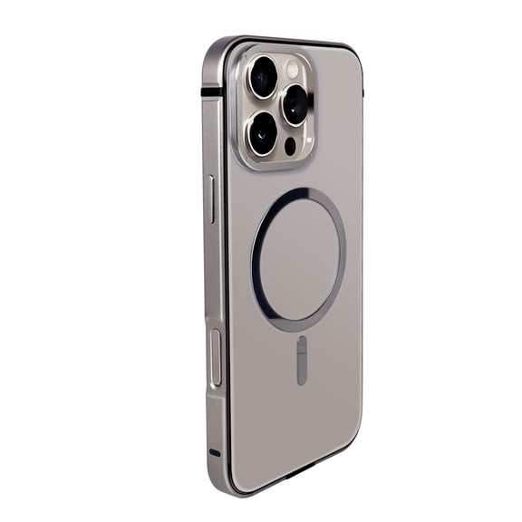 TECH CIRCLE For Apple iPhone 16 Pro Max Back Cover Anti-Scratch Magnetic Shock-Resistant Rugged Lightweight Non-Slip Hard PC Metal Protective Case Cover with Qi Wireless Charging,Gray