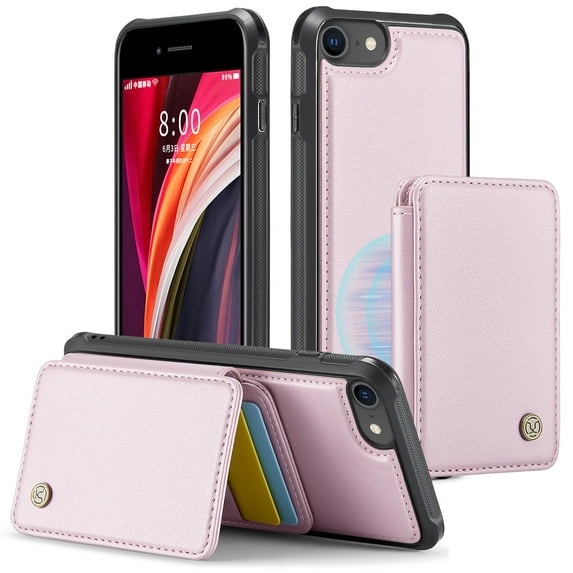 TECH CIRCLE for Apple iPhone 8/7 Plus Case 5.5", PU Leather Back Cover Case with A Removable Magnetic Wallet with Stand Function, RFID Blocking Credit Card Slots, Lightweight Phone Basic Case, Pink