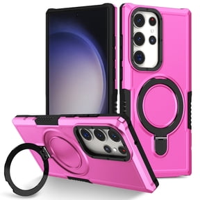 TECH CIRCLE Back Cover Case for Samsung Galaxy S24 Ultra Cell Phone - Premium Plastic/TPU Hard Case with Sturdy View Kickstand, Shockproof Protective Rugged Cover Shell, Rose