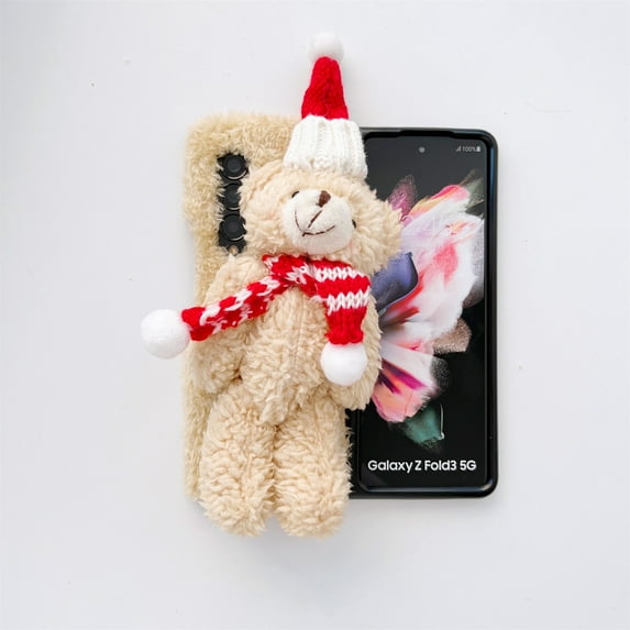 TECH CIRCLE Bear Case for Samsung Galaxy Z Fold 4 (7.6 inch) 2022 - Lightweight Cute Case for Christmas, Beige