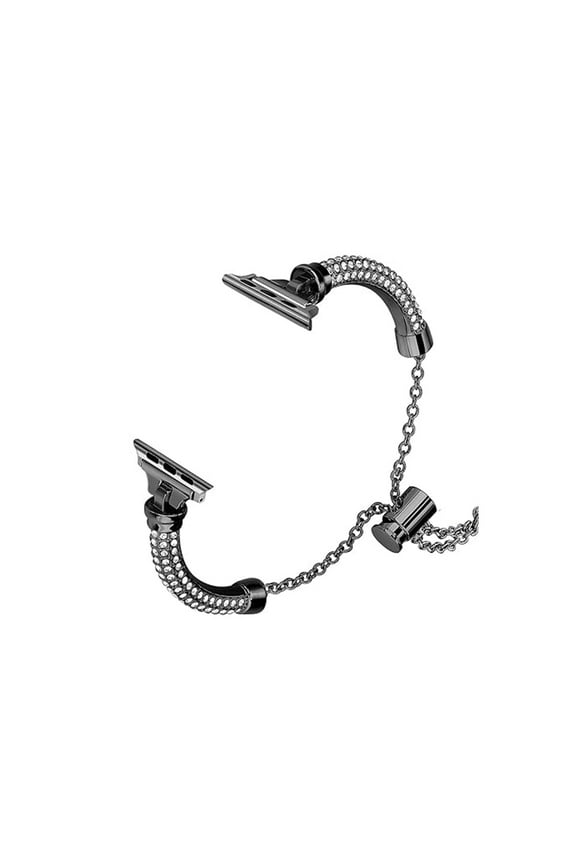 TECH CIRCLE Bling Band for Apple Watch Band 42mm 44mm 45mm 49mm, Women Dressy Bling Metal Bracelet Wrap Strap with Rhinestone for iWatch Ultra/ Ultra 2/Series 9/8/7/SE/6/5/4/3/2/1,Black