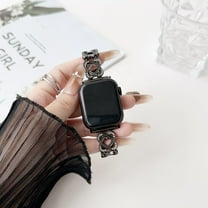 TECH CIRCLE Bling Bracelet for Apple Watch Band 38mm 40mm 41mm iWatch SE Series 9 8 7 6 5 4 3 2 1 Ultra 1/2, Slim Cute Metal Jewelry Bands for Women, Fancy Bling Luxury Diamond Dressy Strap,Black