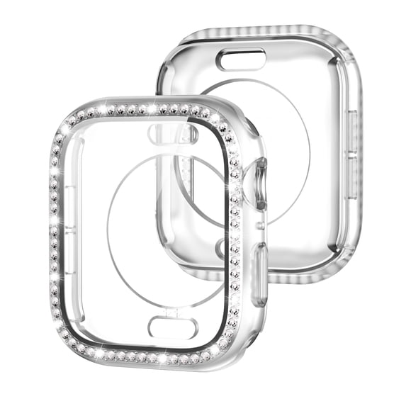 TECH CIRCLE Bling Case with Screen Protector for Apple Watch Series 7/8/9 41mm, Crystal Diamond All Round Full Protective Hard PC Cover Bumper for iWatch Accessories,Clear