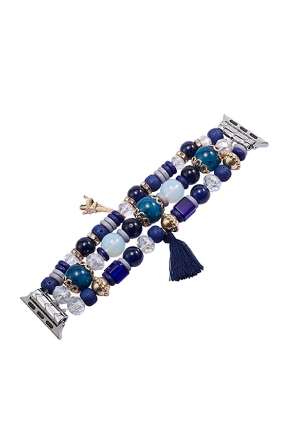 TECH CIRCLE Boho Bracelets for Apple Watch Series Ultra/Ultra 2/9/8/7/6/5/4/3/2/1/SE Women Fashion Cute Handmade Crystal Beads Stretchy Watch Strap for iWatch Bands 42mm 44mm 45mm 49mm,Blue