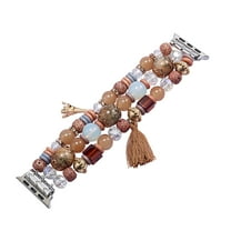 TECH CIRCLE Boho Bracelets for Apple Watch Series Ultra/Ultra 2/9/8/7/6/5/4/3/2/1/SE Women Fashion Cute Handmade Crystal Beads Stretchy Watch Strap for iWatch Bands 42mm 44mm 45mm 49mm,Brown