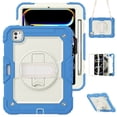 thumbnail image 1 of TECH CIRCLE Bumper Case for iPad Pro 11 (2022/2021/2020/2018), iPad Air 5th/4th Generation Case 10.9", Shockproof Protective Case with Screen Protector & Pencil Holder & Hand Strap & Kickstand, Blue, 1 of 7