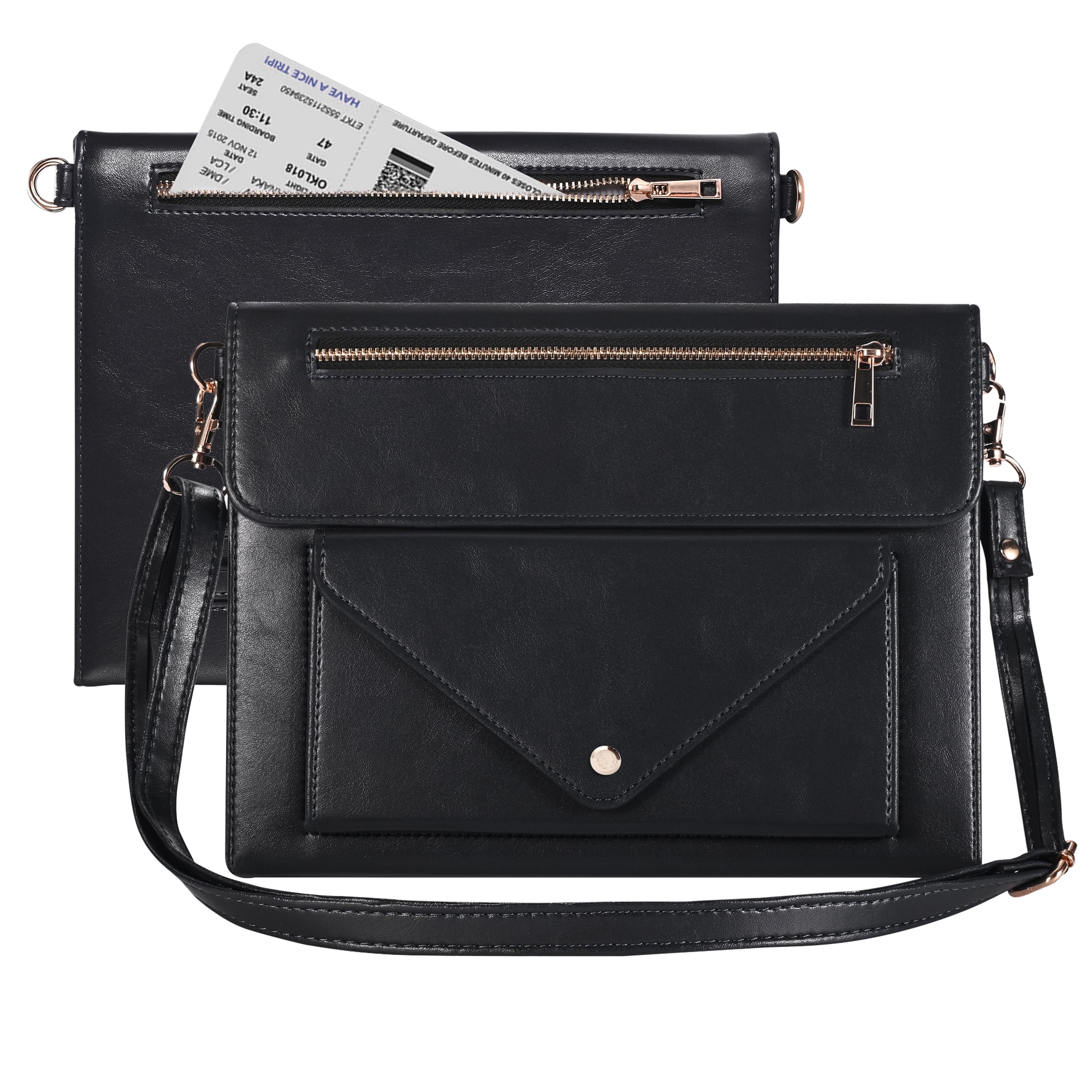 TECH CIRCLE Business Case for Case for iPad 10.2 inch 9th/8th/7th Gen 2021/2020/2019, Premium PU Leather Folio Stand Cover Pencil Holder Zipper Pocket Bag Shoulder Hand Strap Protective Case,Black