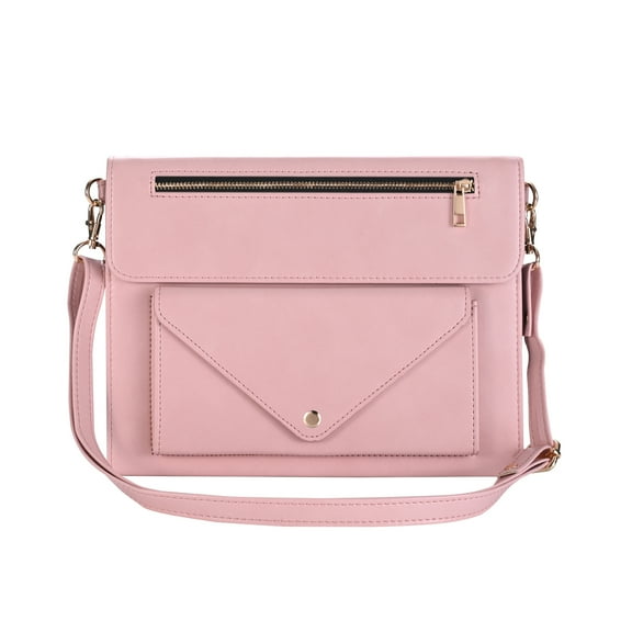 TECH CIRCLE Business Case for iPad Pro 11 Inch 4th/3rd/2nd/1st Gen,Premium PU Leather Folio Stand Cover with Pencil Holder Zipper Pocket Bag Shoulder Hand Strap Protective Case for iPad Air 4/5,Pink