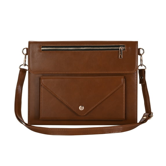 TECH CIRCLE Business Case for iPad Pro 11 Inch 4th/3rd/2nd/1st Gen,Premium PU Leather Folio Stand Cover with Pencil Holder Zipper Pocket Bag Shoulder Hand Strap Protective Case for iPad Air 4/5,Brown