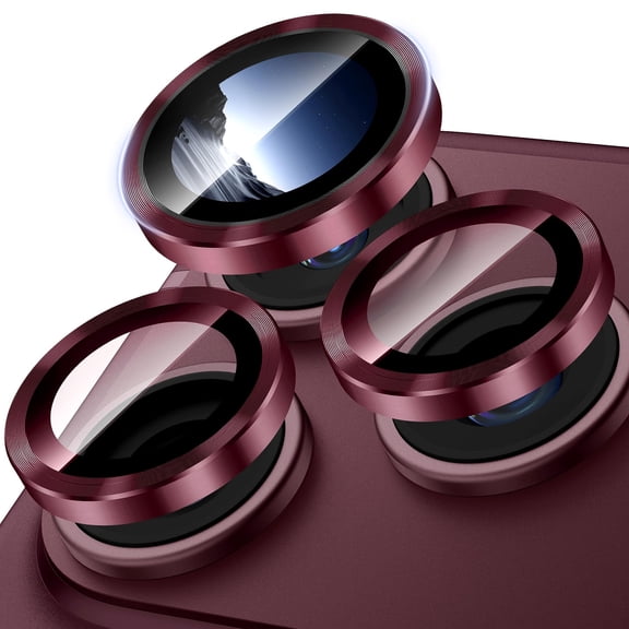 TECH CIRCLE Camera Lens Protector for iPhone 18 Pro, Aluminum Metal Rings Tempered Glass Camera Lens Cover Independent Lens Protector,Cherryred
