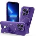thumbnail image 1 of TECH CIRCLE Carbon Fiber Texture Magnetic Phone Case for iPhone 12 Pro with Kickstand, Compatible with MagSafe and Wireless Charging, Slim Fit, Lightweight, Anti-Scratch, Shockproof Cover, Purple, 1 of 8