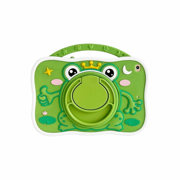 TECH CIRCLE Cartoon Tablet Case for Apple iPad 6th/5th Generation (2018/2017) 9.7", Cute Case for Kids, Built-in Rotating Kickstand & Handle, with Shoulder Strap, Shockproof Portable Case, Green Frog