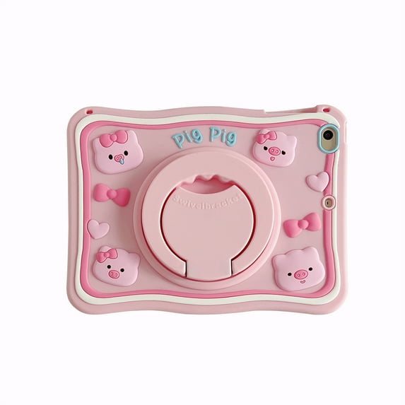 TECH CIRCLE Cartoon Tablet Case for Apple iPad Mini 3/2/1 (7.9 Inch), Cute Case for Kids/Girls/Boys, Built-in Rotating Kickstand & Handle, with Shoulder Strap, Shockproof Portable Case, Little Pigs