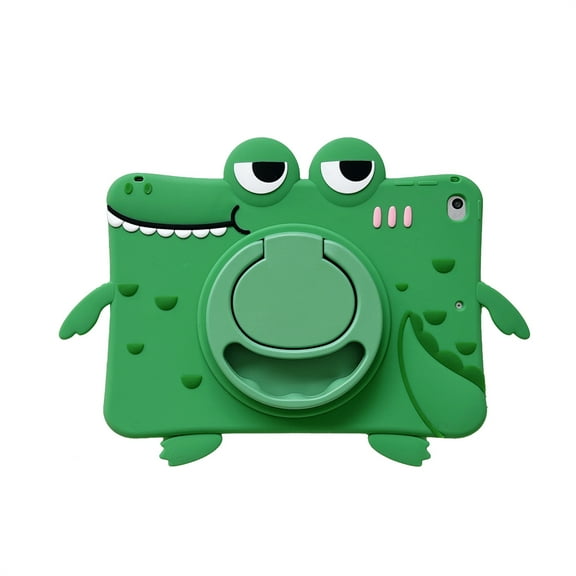 TECH CIRCLE Cartoon Tablet Case for Apple iPad Mini 6th Generation 2021 8.3", Cute Case for Kids, Built-in Rotating Kickstand & Handle, with Shoulder Strap, Shockproof Portable Case,  Green Crocodile