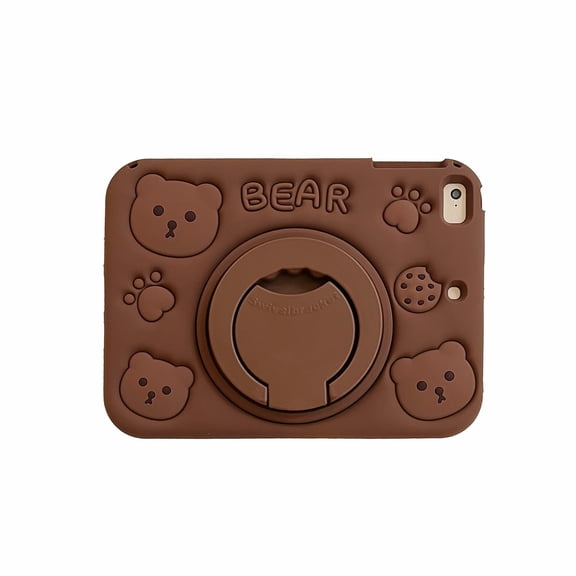 TECH CIRCLE Cartoon Tablet Case for iPad Pro 11"/ iPad Air 5th/4th Generation 10.9", Cute Case for Kids, Built-in Rotating Kickstand & Handle, with Shoulder Strap, Shockproof Portable Case, Brown Bear