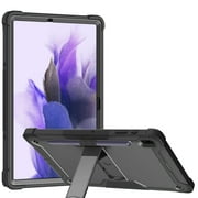 TECH CIRCLE Case for 2021 Samsung Galaxy Tab S7 FE 5G (12.4", SM-T730), Galaxy Tab S7+ Plus Case (12.4 Inch, SM-T970) - Multiple Protection Plastic/Silicone Shockproof Hard Cover with Stand (Black)