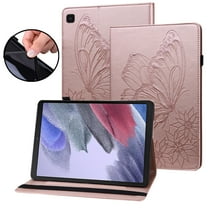TECH CIRCLE Case for 2021 Samsung Tab A7 Lite 8.7", Galaxy Tab A7 Lite Case (8.7 Inch, Model SM-T220) - Cute Butterfly Case Adjustable Stand Lightweight Flip Leather Cover with Card Holder (Rosegold)