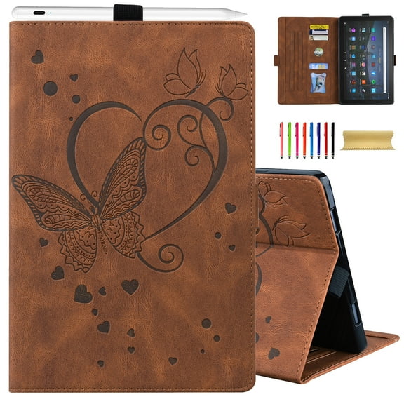 TECH CIRCLE Case for All-New Amazon Fire HD 10 Tablet 13th Generation 2023 10.1",HD 10 & 10 Plus Tablet 11th Generation 2021 Cover,Multi-Angle Stand Slim Folio Shockproof Protective Wallet Case,Brown