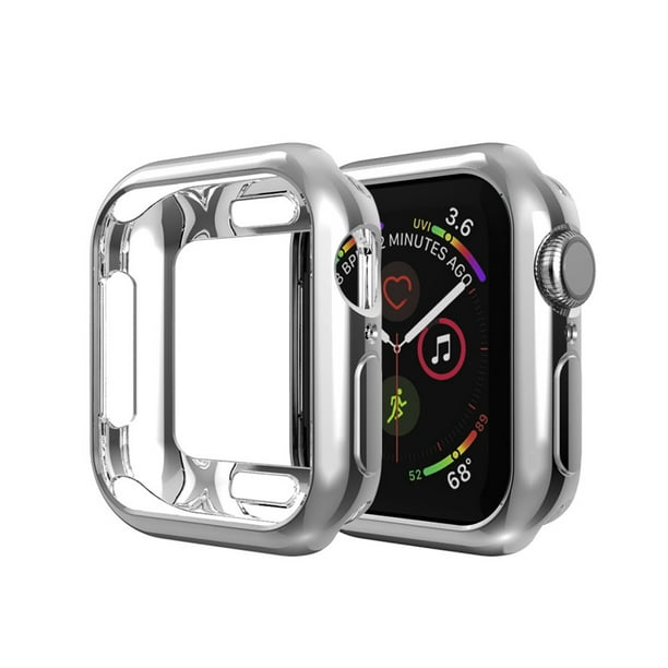 TECH CIRCLE Case for Apple Watch Series 6 5 4 SE Case 40mm Ultra Thin Soft TPU Plated Shiny Cover iwatch All Around Anti Fall Bumper Anti Scratch Protective Case No Front Screen Protector Gray