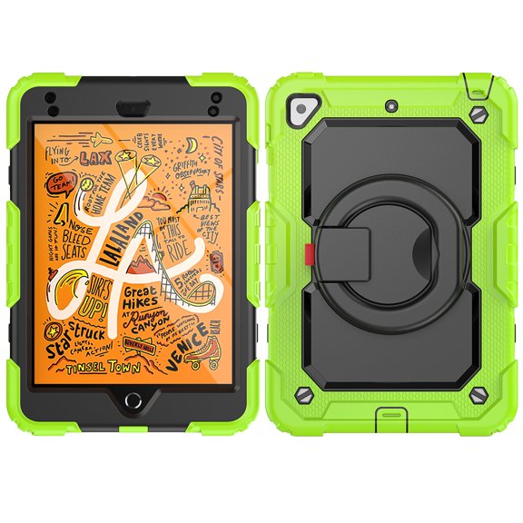 TECH CIRCLE Case for Apple iPad Mini (7.9") Tablet - [Built with Screen Protector] Heavy Duty Protection Rugged Case with Kickstand Portable Handle Drop Proof Cover, Green